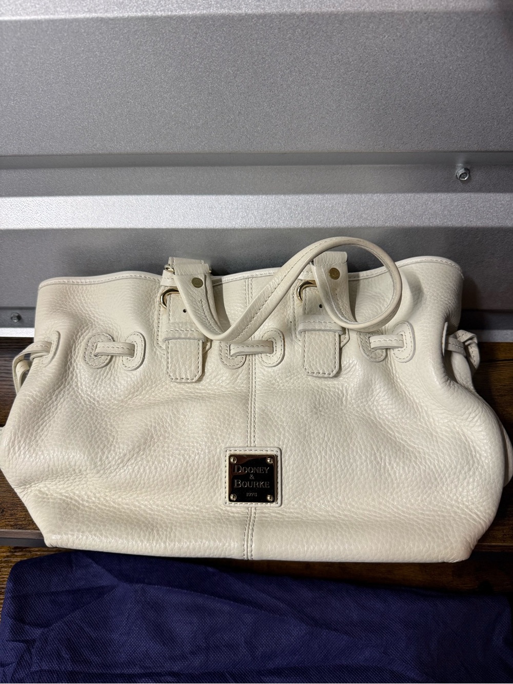 Dooney & Bourke CHIARA Hand Bag Purse White Pebble Grain Leather and Pink Great - Picture 2 of 10